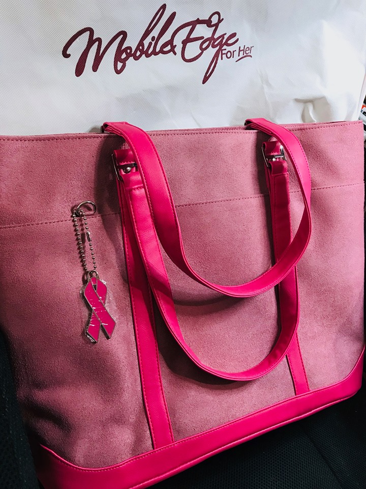 Pink Faux-Suede Laptop Tote 17"