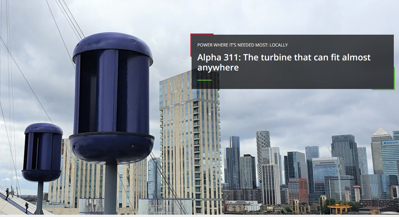 A blue water tank in front of a city skyline

Description automatically generated